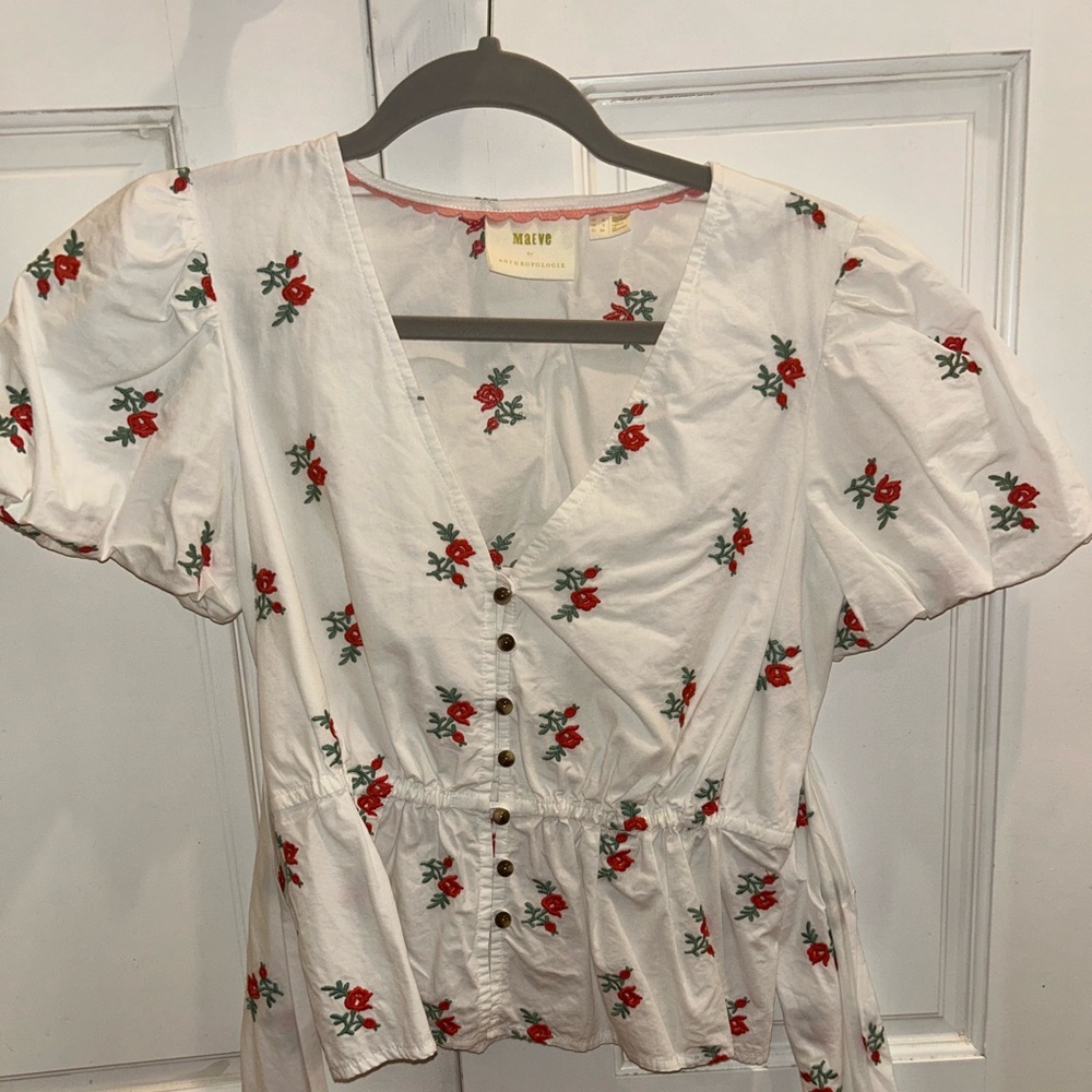 Maeve top from Anthropologie. So many cute details!